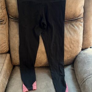 Victoria's Secret Black Leggings with Pink Trim